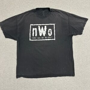WWE Authentic New World Order Black‎ Graphic T-Shirt Distressed Logo Mens 2XL
